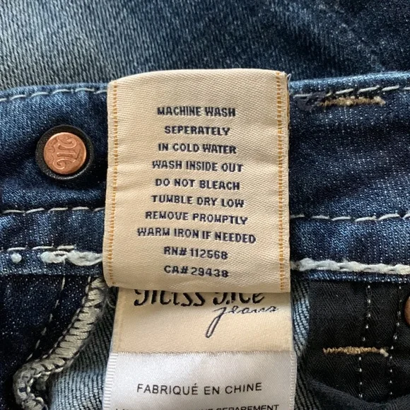 Miss Me Embroidered & Embellished Rhinestones Pockets Blue Denim Skinny-26 - Picture 13 of 14